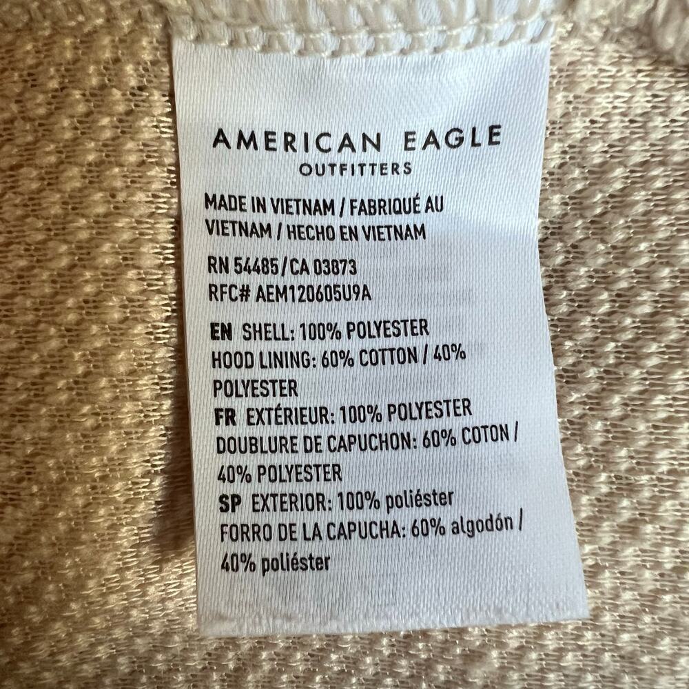 American Eagle Sherpa Fleece Hoodie Pullover in Beige Women's Medium - Picture 7 of 9